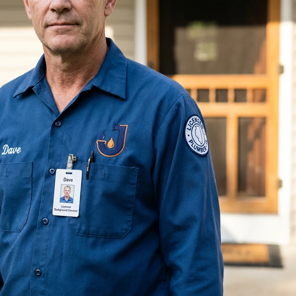 Licensed plumber showing ID badge in Jewell, IA