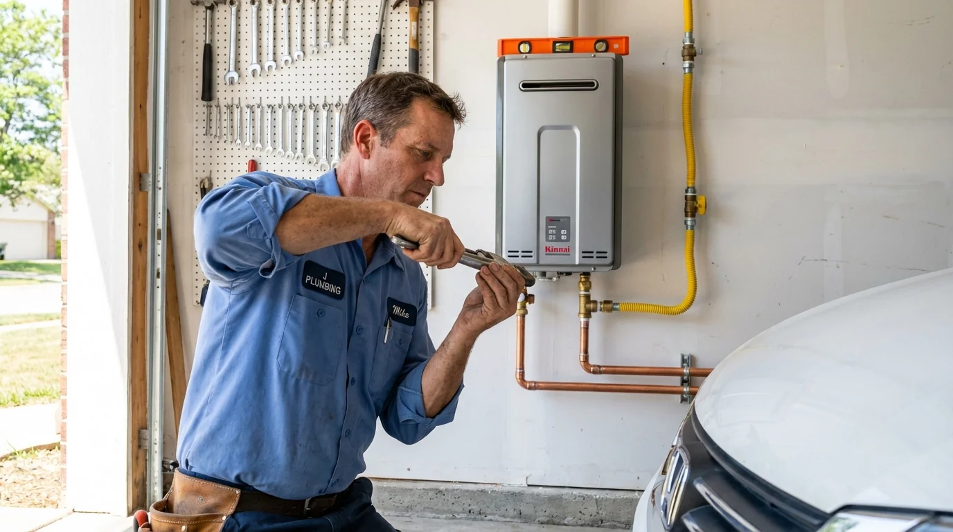 Tankless water heater installation by a Johns Plumbing LLC plumber in Jewell